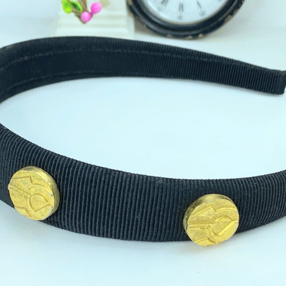 AUTH Salvatore Ferragamo Vara Bow canvas gold tone Headband GS574 main image 7